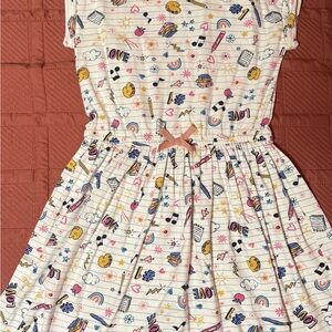 Girls size 7/8 short sleeve dress fun school themed print